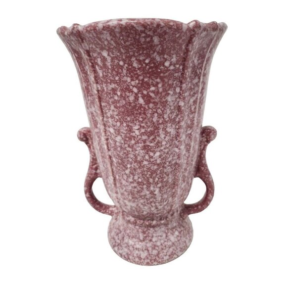 Vintage Robinson Ransbottom  USA Pottery Raspberry Red Speckled Victorian Vase - Picture 1 of 12